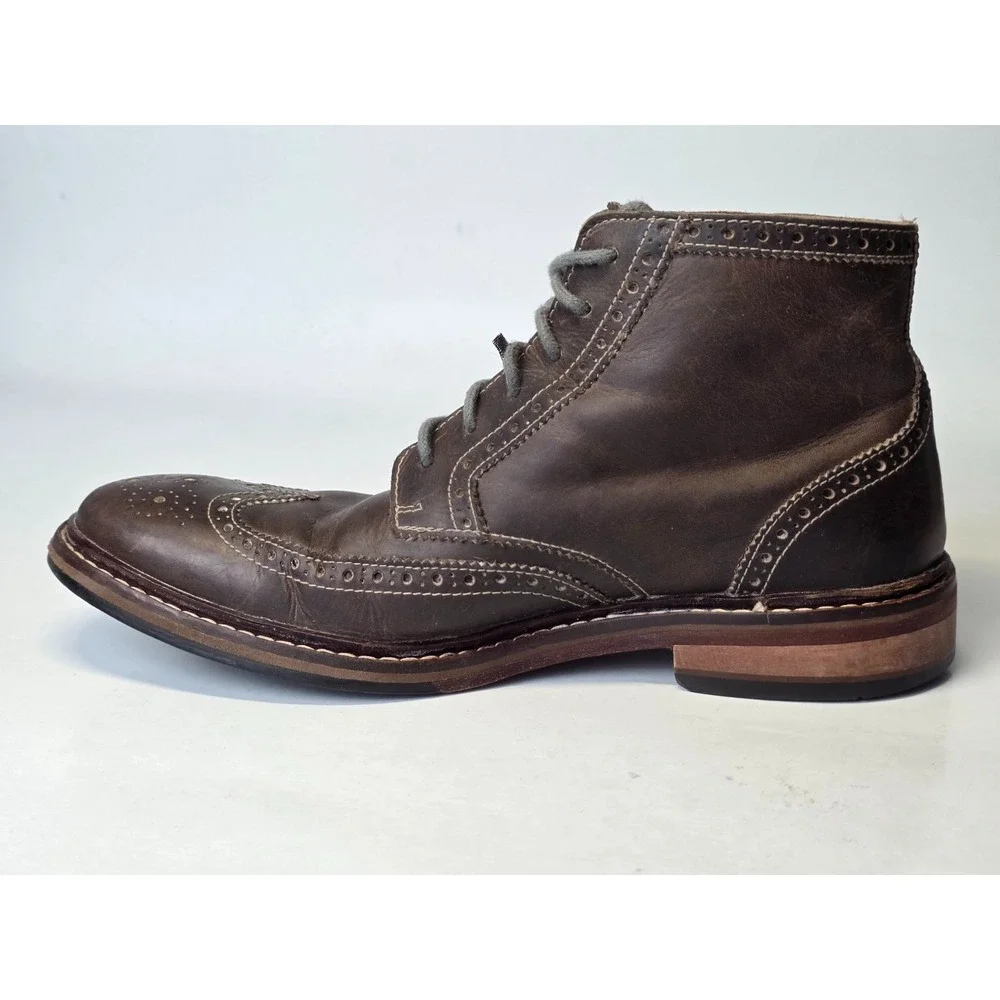 Cole Haan Men's Boots Size 8 M Brown Leather Chukka Oxford Wingtip Lace Up Shoes